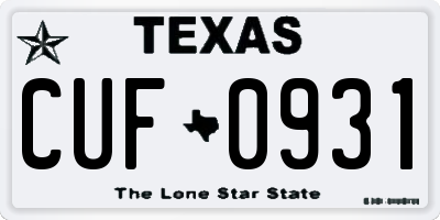 TX license plate CUF0931