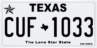 TX license plate CUF1033