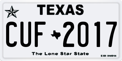 TX license plate CUF2017