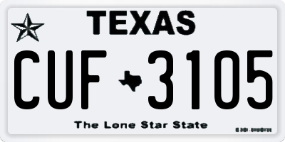 TX license plate CUF3105