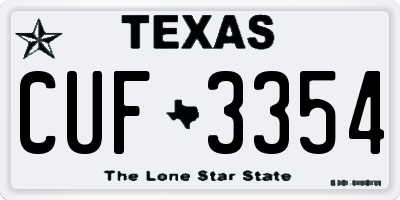 TX license plate CUF3354