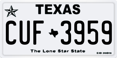 TX license plate CUF3959