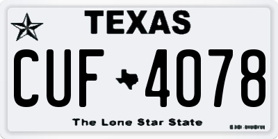 TX license plate CUF4078