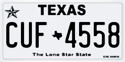 TX license plate CUF4558