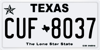 TX license plate CUF8037