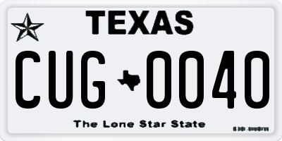 TX license plate CUG0040