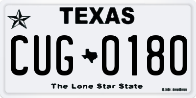 TX license plate CUG0180