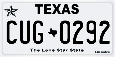 TX license plate CUG0292