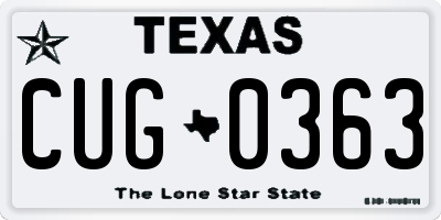 TX license plate CUG0363