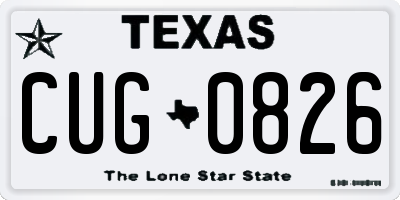 TX license plate CUG0826