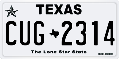 TX license plate CUG2314
