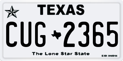 TX license plate CUG2365