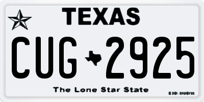 TX license plate CUG2925