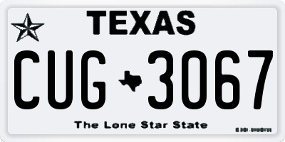 TX license plate CUG3067