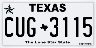 TX license plate CUG3115