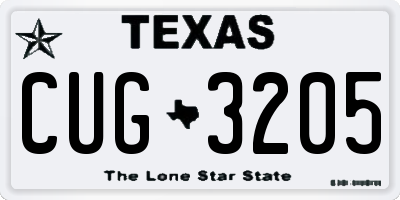 TX license plate CUG3205