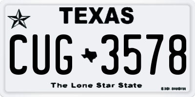 TX license plate CUG3578