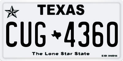 TX license plate CUG4360