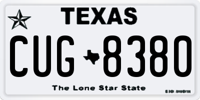 TX license plate CUG8380