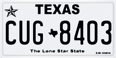 TX license plate CUG8403
