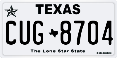 TX license plate CUG8704