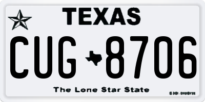 TX license plate CUG8706