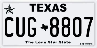 TX license plate CUG8807