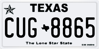 TX license plate CUG8865