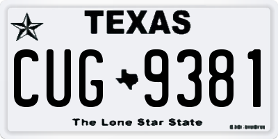 TX license plate CUG9381