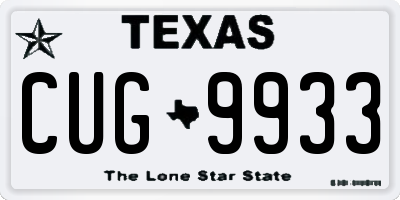 TX license plate CUG9933