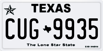 TX license plate CUG9935