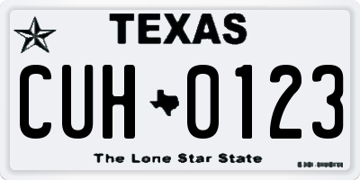 TX license plate CUH0123