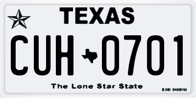 TX license plate CUH0701