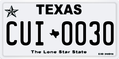 TX license plate CUI0030