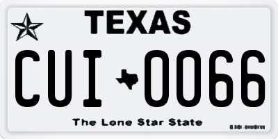 TX license plate CUI0066