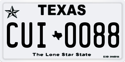 TX license plate CUI0088
