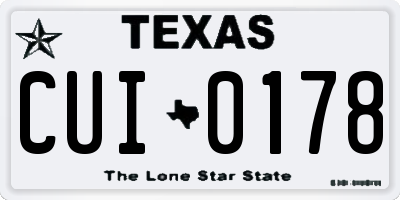 TX license plate CUI0178
