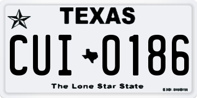 TX license plate CUI0186