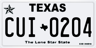 TX license plate CUI0204
