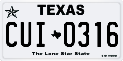 TX license plate CUI0316