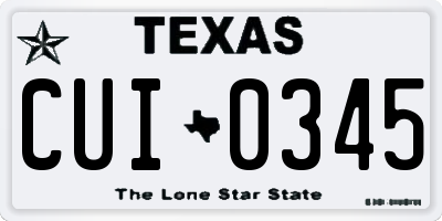 TX license plate CUI0345