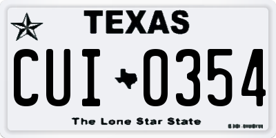 TX license plate CUI0354