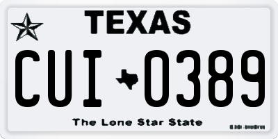 TX license plate CUI0389