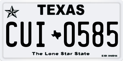 TX license plate CUI0585