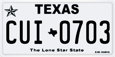 TX license plate CUI0703