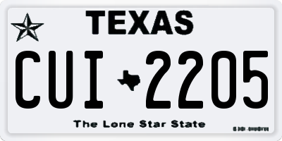 TX license plate CUI2205