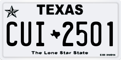 TX license plate CUI2501