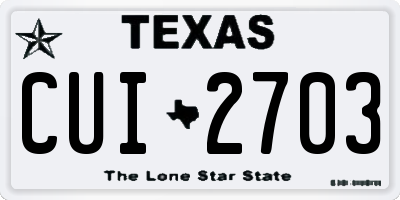 TX license plate CUI2703
