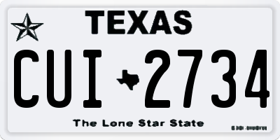 TX license plate CUI2734