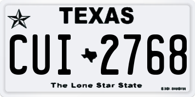 TX license plate CUI2768